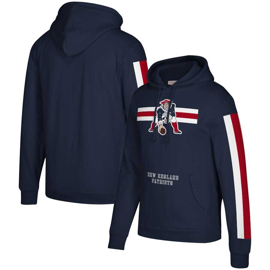 New England Patriots Mitchell & Ness Three Stripe Pullover Hoodie Royal,We sell and wholesale New England Patriots Mitchell & Ness Three Stripe Pullover Hoodie Royal on line form chian!